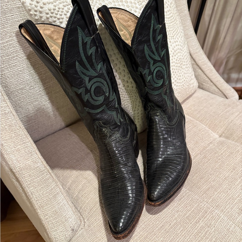 Justin Boots Black and Green Women's Cowboy Boots